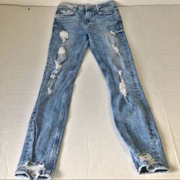 Zara Distressed Jeans Size 00 Some Stretch - Picture 7 of 12